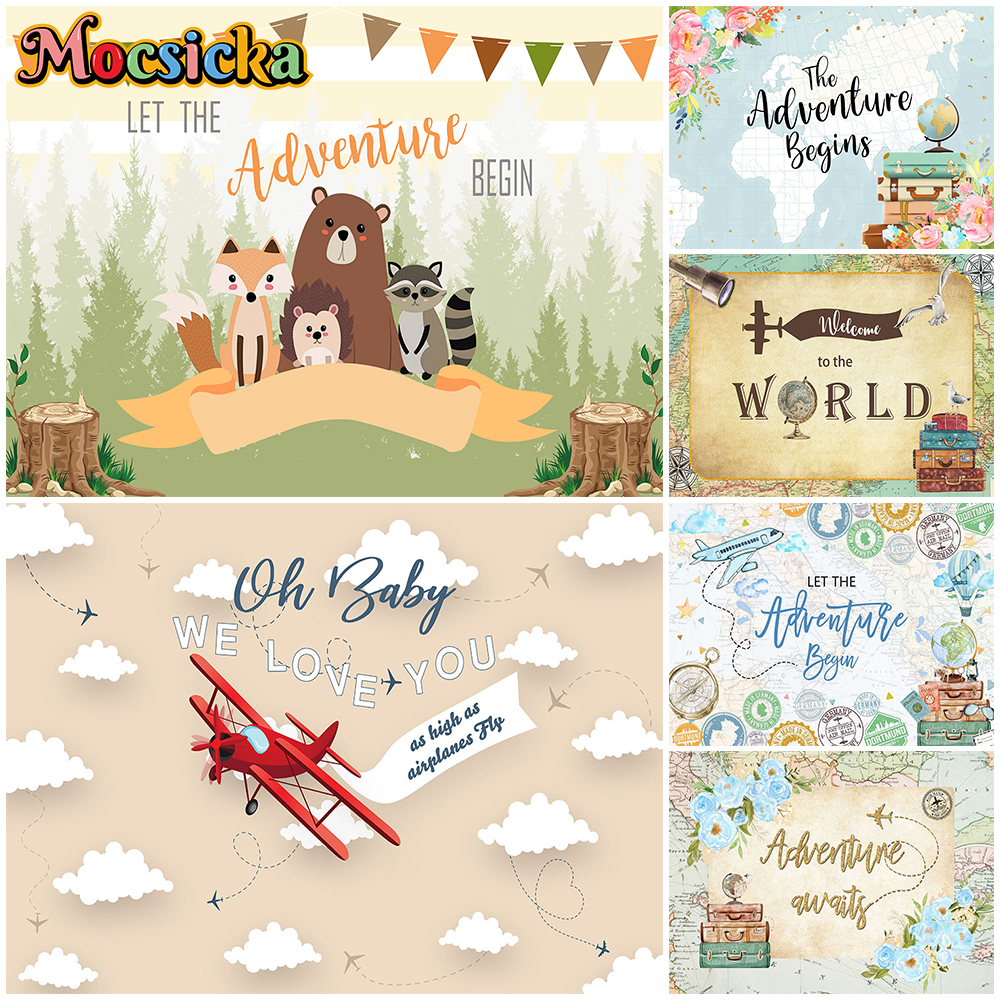 Outdoor Adventure Background - Mocsicka Adventure Backdrop World Airplane Travel