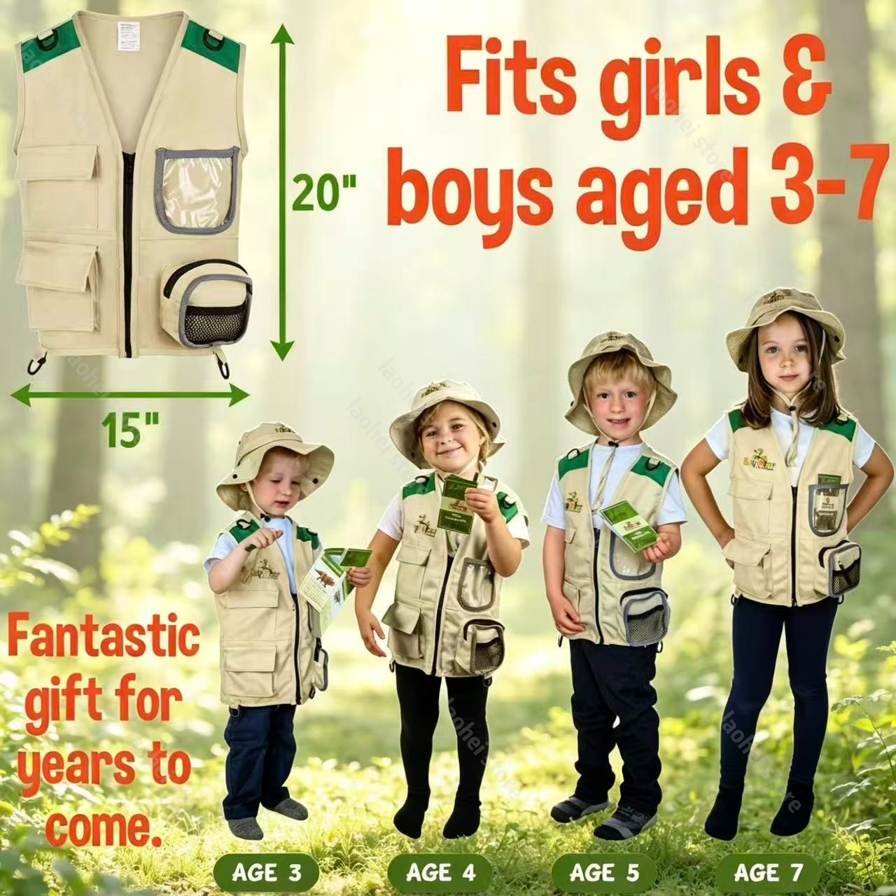 Kids Explorer Vest and Hat Cos - Outdoor Adventure Kit For Boys บทวิจารณ์และราคา
