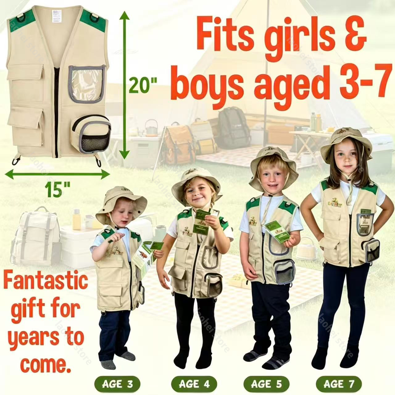 Kids Explorer Vest and Hat Cos - Outdoor Adventure Kit For Boys บทวิจารณ์และราคา