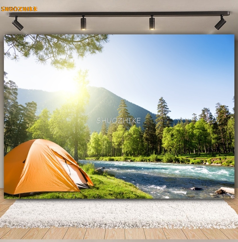 Outdoor Forest Camping Backdro - Outdoor Adventure Background บทวิจารณ์และราคา