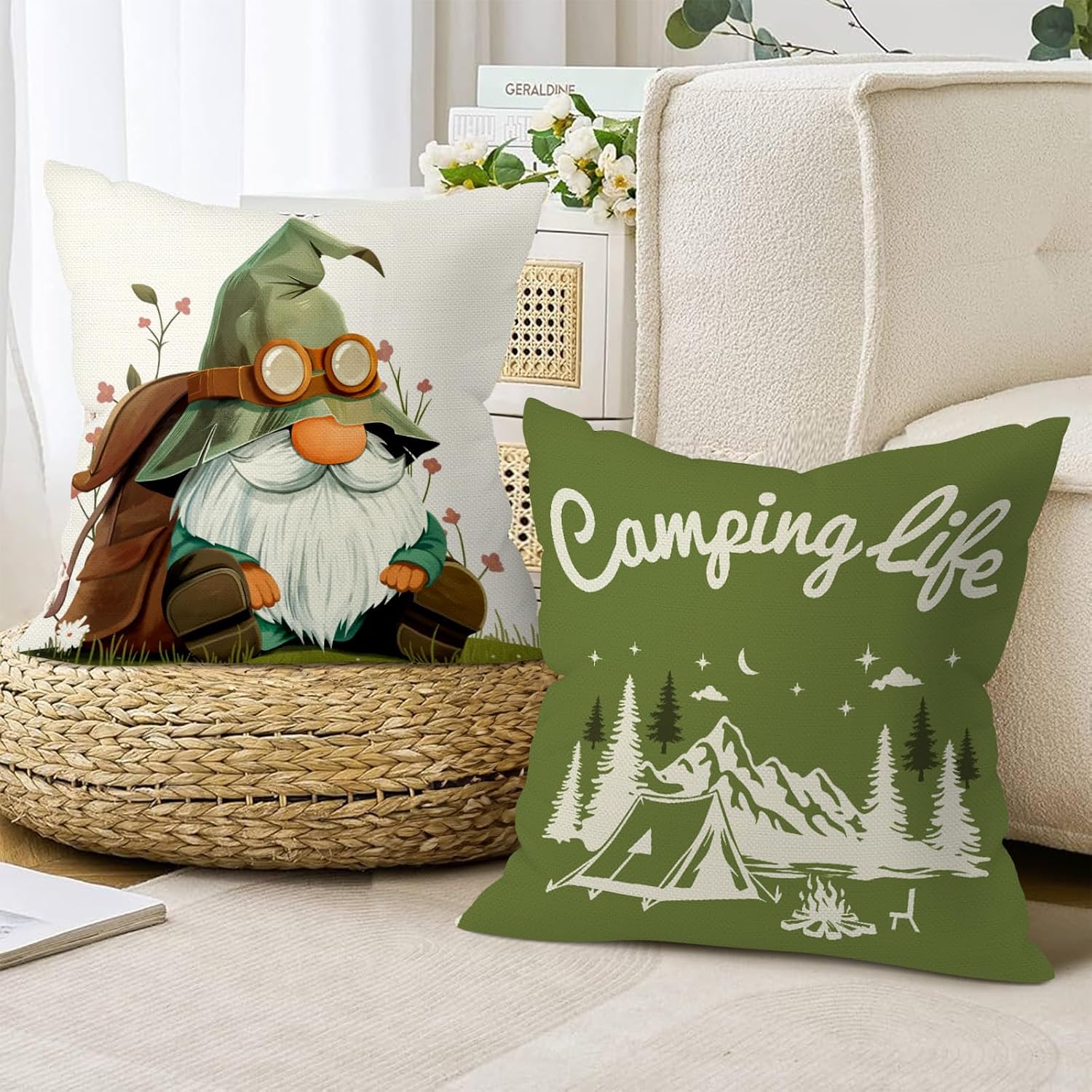 Group of 4 Camping Throw Pillo - Outdoor Adventure Group บทวิจารณ์และราคา