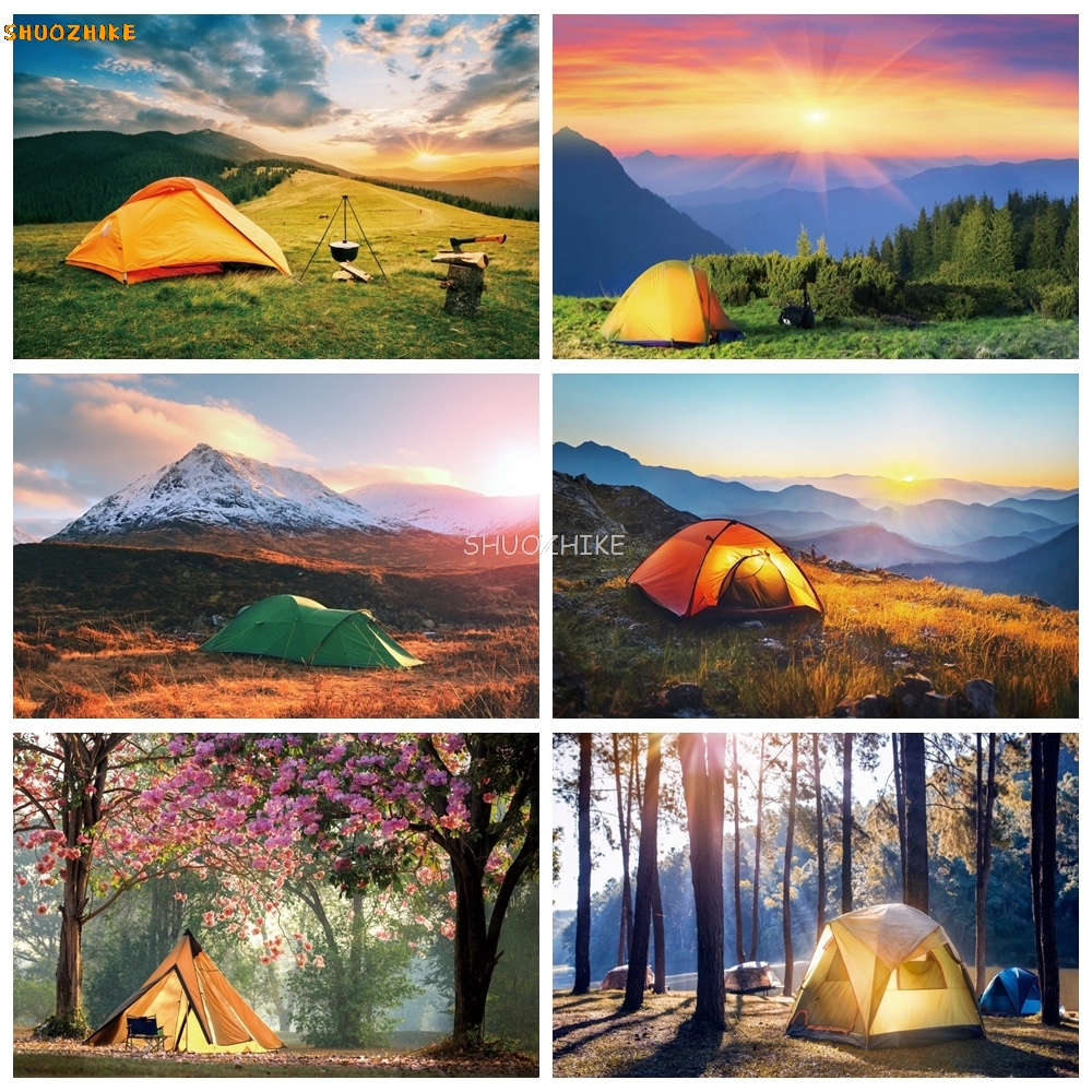 Outdoor Forest Camping Backdro - Outdoor Adventure Background บทวิจารณ์และราคา