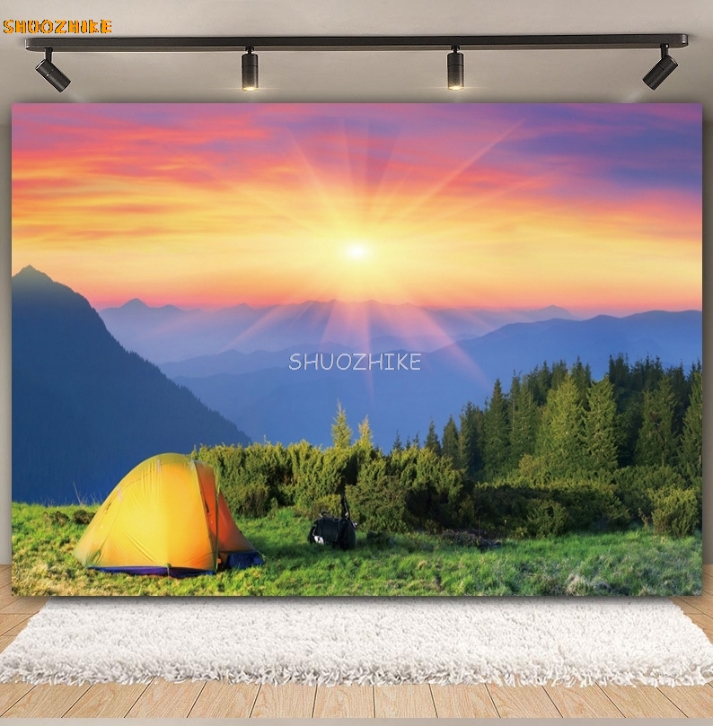 Outdoor Forest Camping Backdro - Outdoor Adventure Background บทวิจารณ์และราคา