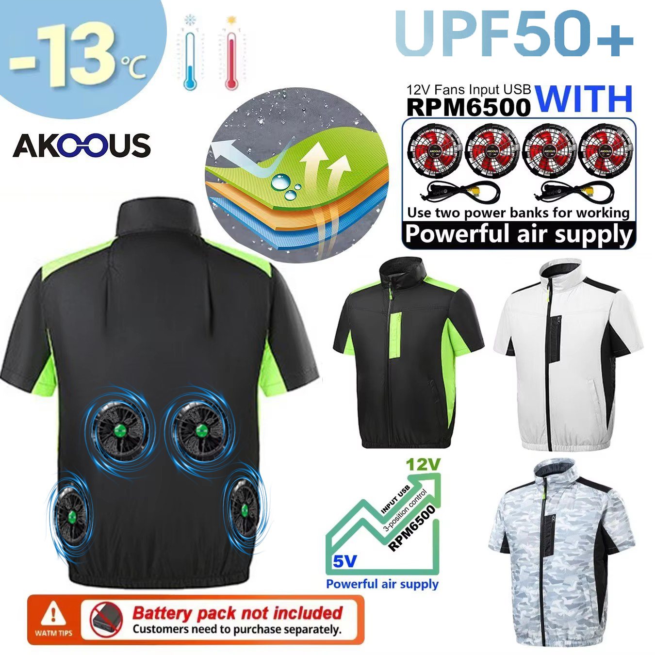 12V 5V USB Cooling 4 Fans Vest - Outdoor Adventure Clothing บทวิจารณ์และราคา