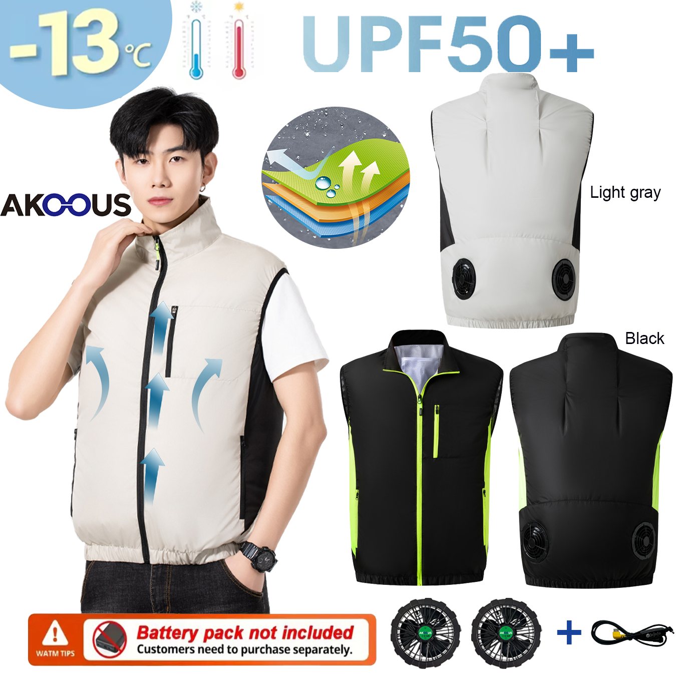 12V 5V USB Cooling 4 Fans Vest - Outdoor Adventure Clothing บทวิจารณ์และราคา