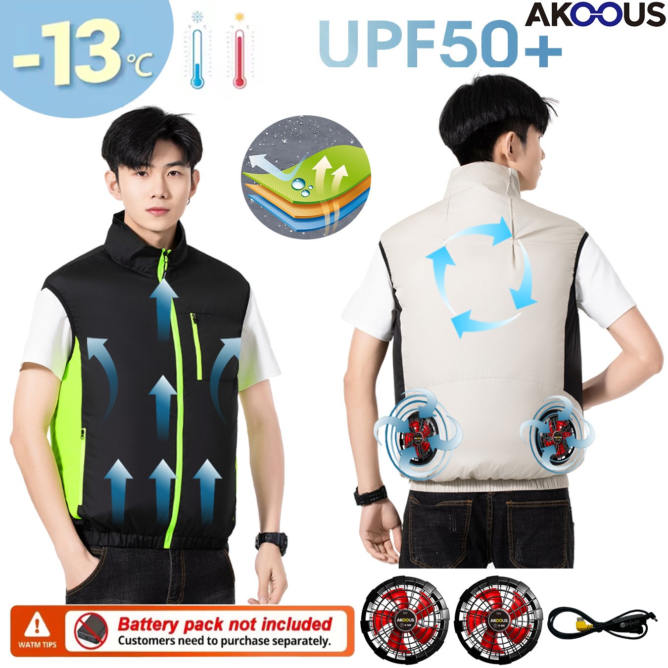 12V 5V USB Cooling 4 Fans Vest - Outdoor Adventure Clothing บทวิจารณ์และราคา