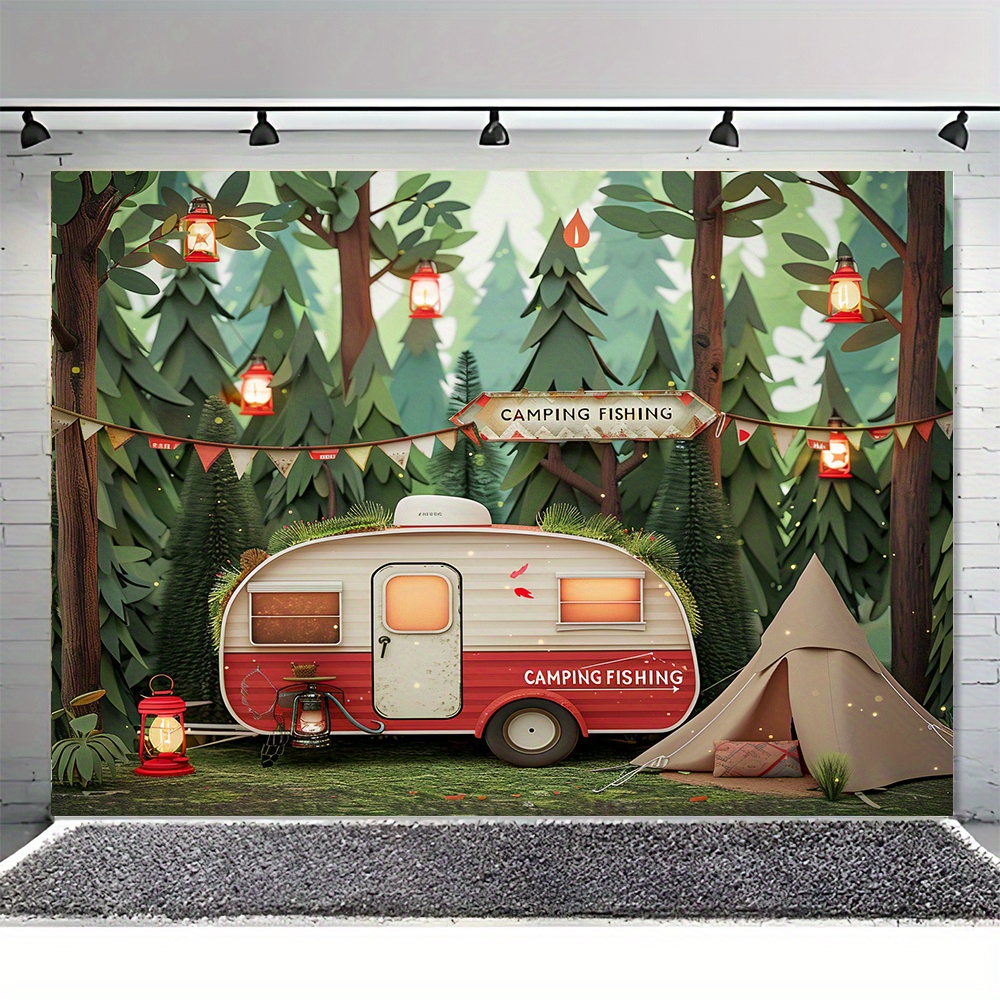 Jungle Camping Theme Tapestry, - Outdoor Adventure Background บทวิจารณ์และราคา